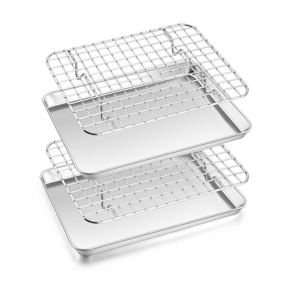 Homikit Baking Sheet with Wire Rack Set (1 Pan+1 Cooling Rack), 16" x 12"