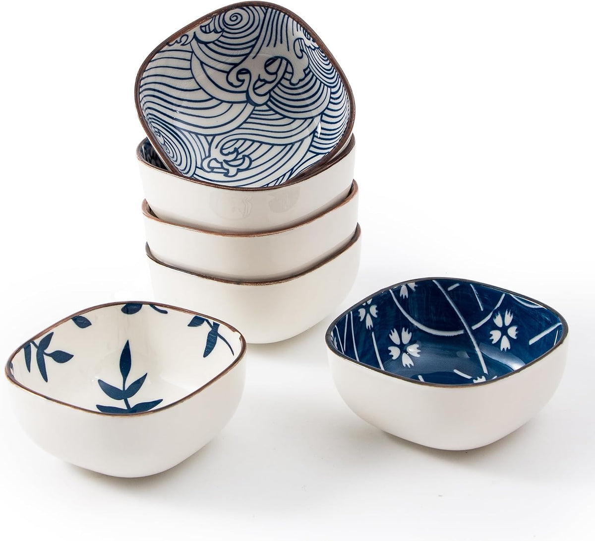 Small Ceramic Dipping Bowls, 5OZ, Blue Ocean, Set of 6