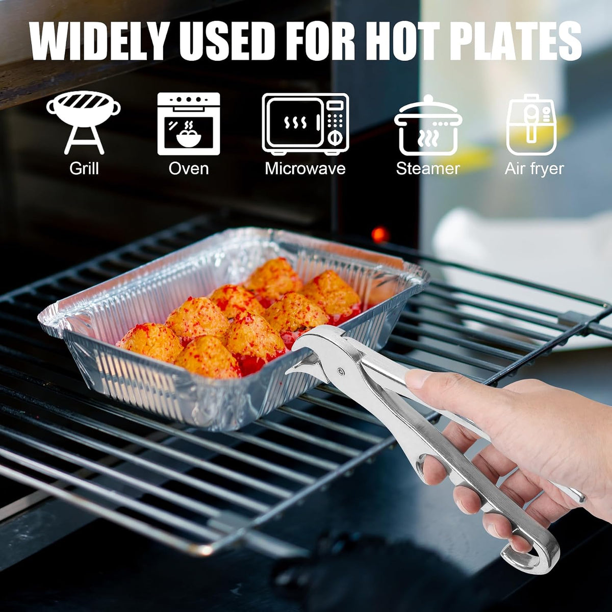 Pan Gripper - Aluminum Alloy Tongs for Hot Dishes,Oven - Hot Plate Gripper
