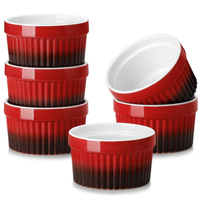 MALACASA Ramekins 4 oz Oven Safe, Porcelain, Set of 6, White