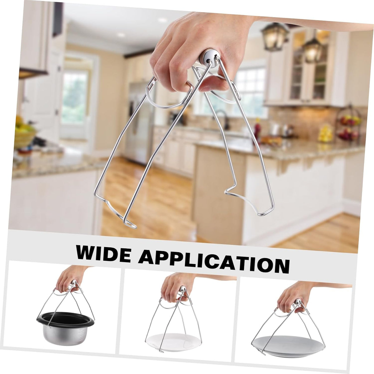 BESTonZON Hot Plate Gripper, 304 Stainless Steel Folding Hot Dish Plate Clip, Bowl Clip Pan Dish Gripper Clips for Moving Hot Plate or Bowls with Food Out