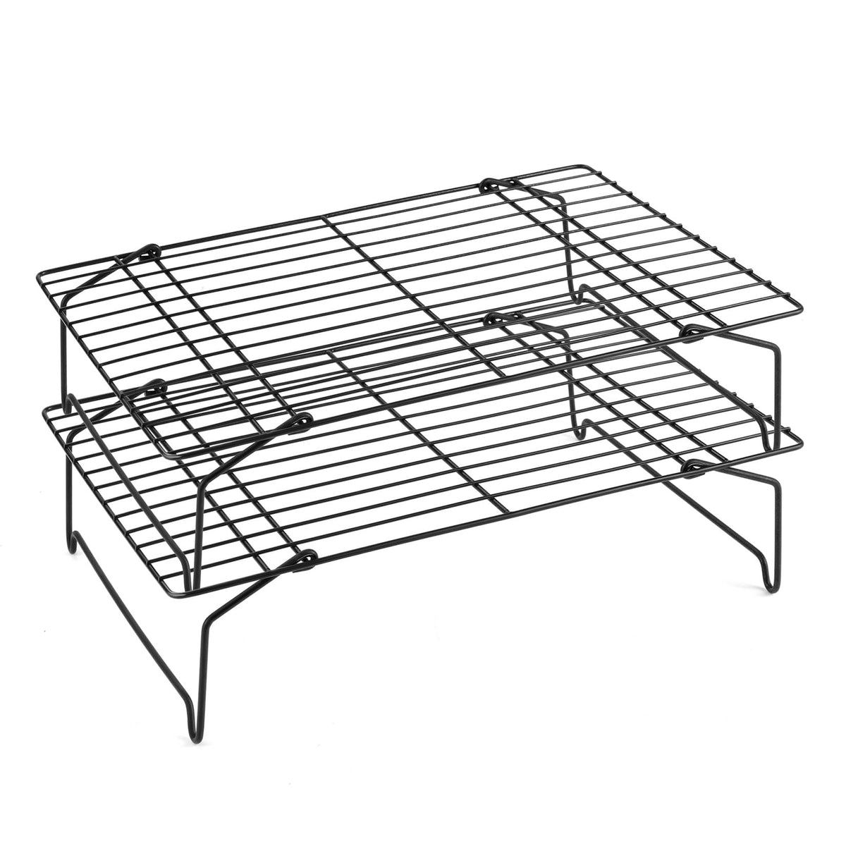 P&P CHEF Cooling Rack Set of 2, 2-Tier 15" x 10" Stackable Rack, Silver