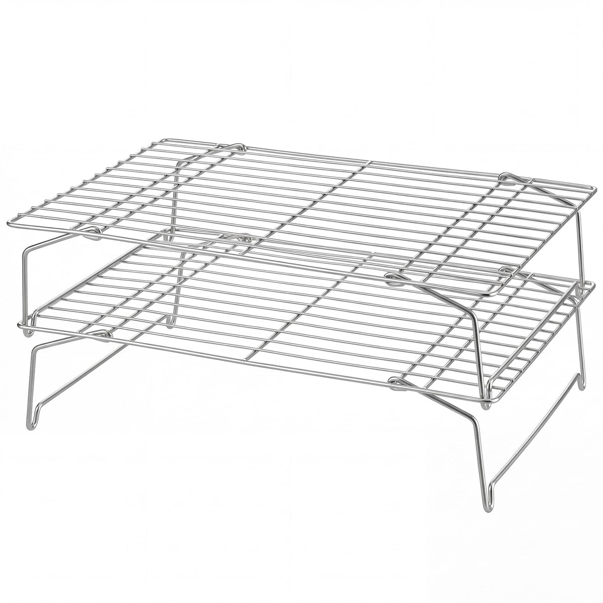 P&P CHEF Cooling Rack Set of 2, 2-Tier 15" x 10" Stackable Rack, Silver