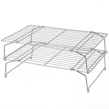 P&P CHEF Cooling Rack Set of 2, 2-Tier 15" x 10" Stackable Rack, Silver