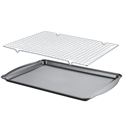 Baking Sheet with Cooling Racks - 17'' x 11" x 0.5" Carbon Steel Cookie Sheets for Baking [2 Sheets + 2 Racks], Nonstick Baking Pans, Perfect for Baking, Roasting, and More
