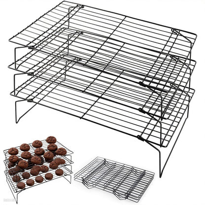 2-Tier Collapsible Cooling Racks, Detachable Wire Cooling Rack Stackable Drying Rack for Cookie Bread Pizza Baking, Fruits, Snacks Perfect for Outdoor Camping