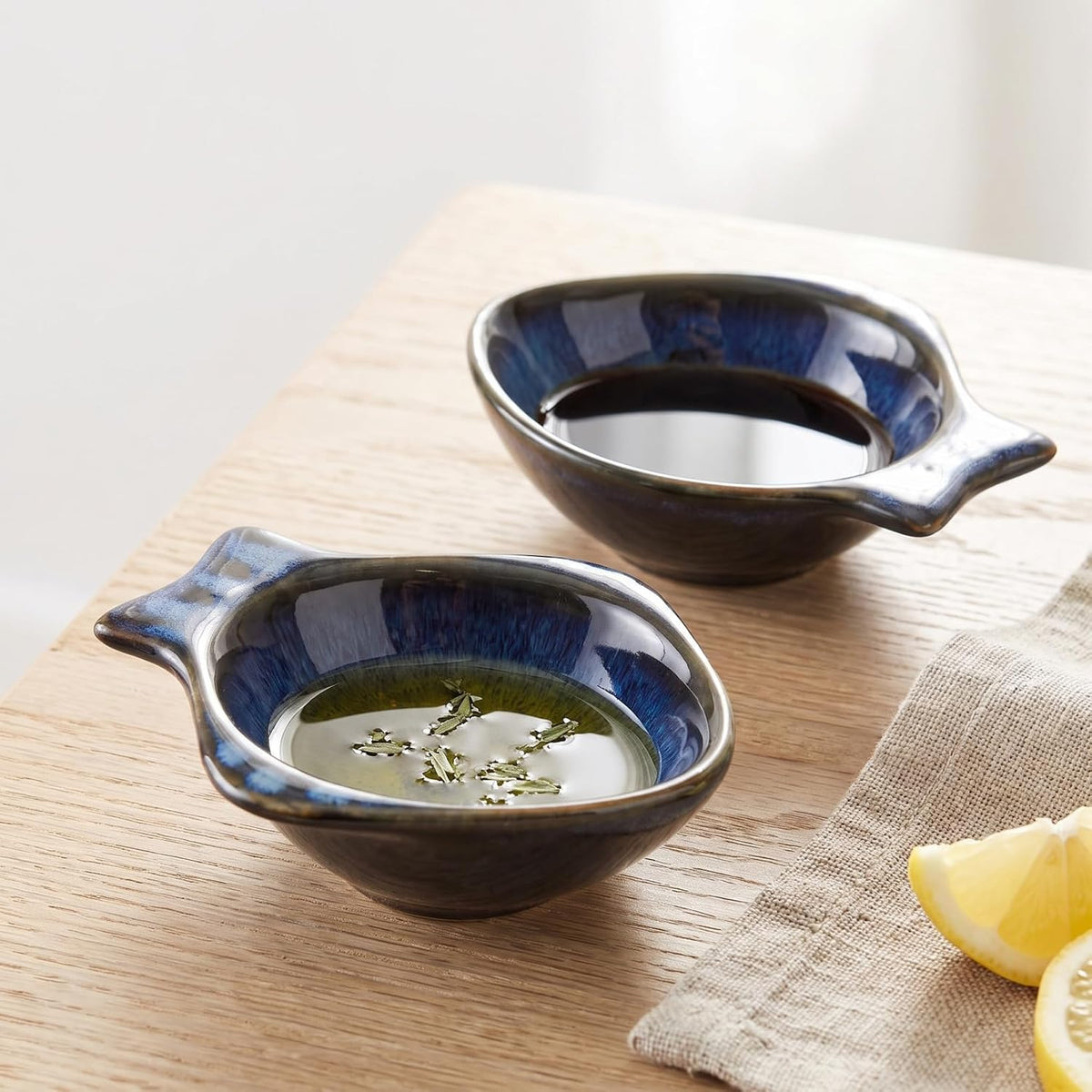CALLARON 2Pcs Ceramic Dipping Bowl - 4.3 inch Fish Shape Sauce Dishes, 2 Oz Porcelain Serving Bowl, Small Bowl Dish for Appetizer, Sushi Soy Sauce, Snack, Seasoning, Dishwasher Safe