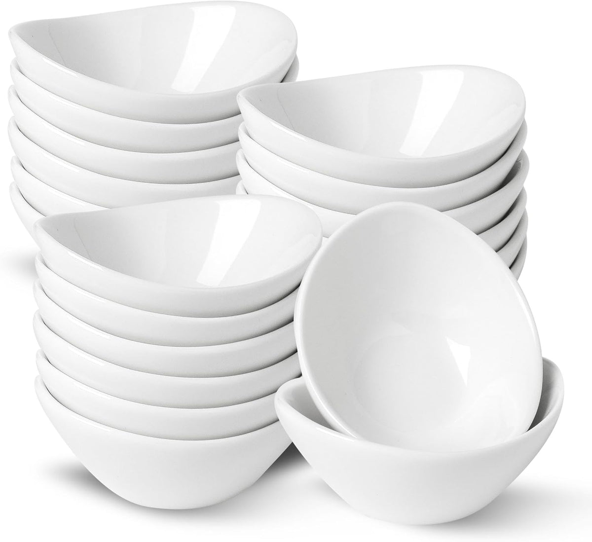 UIBFCWN Ceramic Dipping Bowls, 1.7 Oz Ceramic Soy Sauce Dishes, Porcelain Dipping Sauce Cup Pinch Bowls, Mini Bowl for Side Dishes ketchup Condiment Server Charcuterie BBQ and Party, 20 Pack