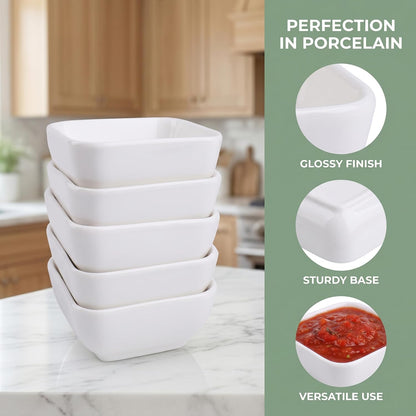Lawei 12 Packs Ceramic Dip Bowls Set - 3 oz Condiments Server Dishes Mini Bowls Soy Sauce Dish for Sauce, Vinegar, Ketchup, BBQ and Party Dinner
