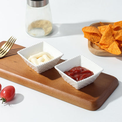 UIBFCWN 20Pack Ceramic Dip Bowls Set, 2.3oz White Dipping Sauce Bowls/Dishes for Tomato Sauce, Soy Sauce Dish, Square Side Dishes, Mini Appetizer Plates for Condiment