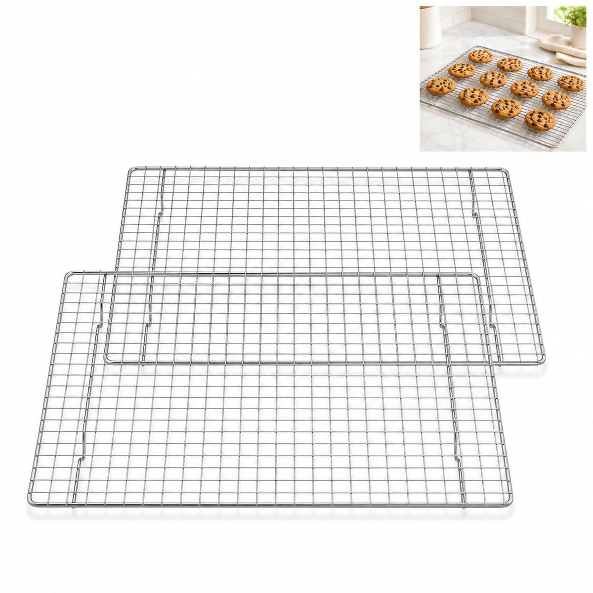 Mrs. Anderson's Baking Professional Nonstick Cooling Rack, Heavy Duty Silicone-Coated Steel, 10 x 18 x 0.75-Inches