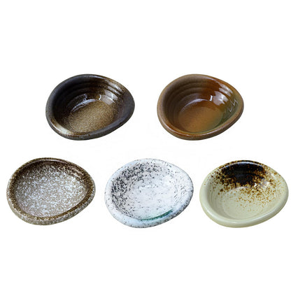 Colias Wing 3.5" Retro Style Black/Brown Stylish Design Multipurpose Porcelain Side Dish Bowl Seasoning Dishes Soy Dipping Sauce Dishes-Set of 5