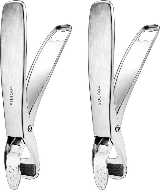2 Pack Hot Plate Gripper Tongs - 304 Stainless Steel Anti-Scald - Multi-Purpose Bowl Holder Clip for Air Fryer, Instant Pot, Pizza Oven & Kitchen (Lifting & Pouring Accessories)
