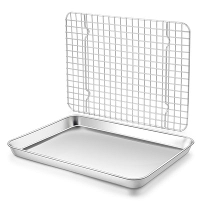 Homikit Baking Sheet with Wire Rack Set (1 Pan+1 Cooling Rack), 16" x 12"