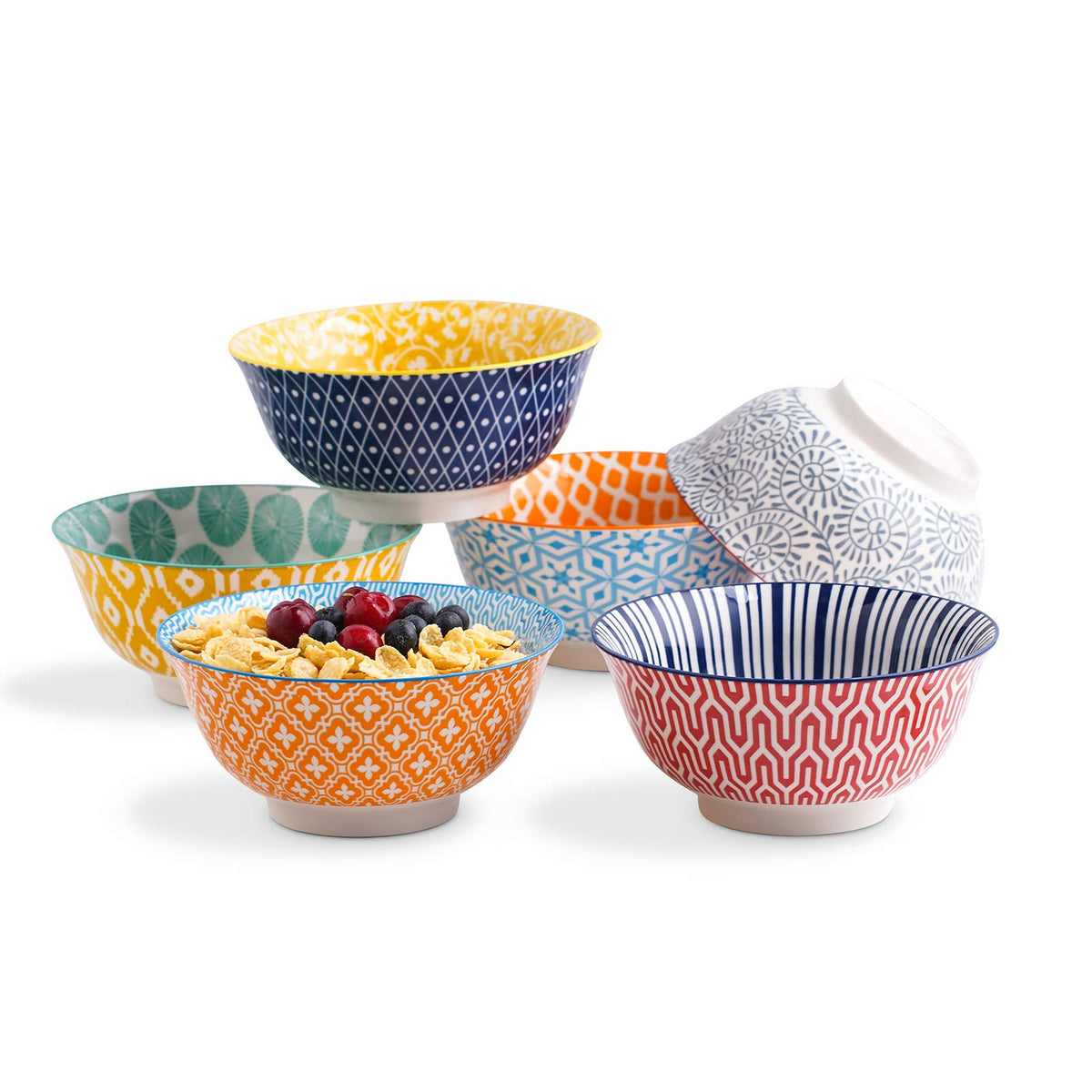 Selamica Ceramic 4 oz Dipping Bowls for Side Dishes, Set of 6, Vintage Blue