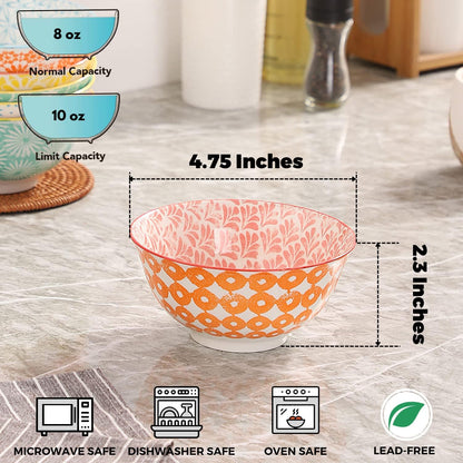 Ceramic Bowls, 10 Oz Small Bowl, Set of 8 Ice Cream Bowls, Dessert Bowl for Salsa, Rice, Sauce, Side Dishes, Snack, Condiment, 4.75 Inch-Microwave Dishwasher Safe
