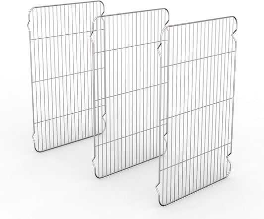 Cooling Rack Set of 3, Baking Rack Stainless Steel Wire Rack for Baking Cooking Roasting Grilling Cooling, 15” x 11” x 0.5” Wire Racks, Fit Various Size Cookie Sheets Oven