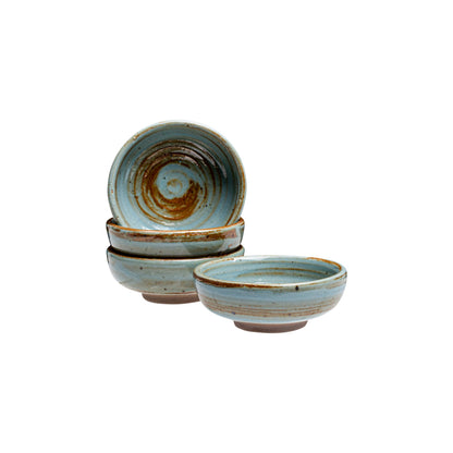 Vikko Small Dipping Bowls, Set of 4 Mini Soy Sauce Dishes, 3" Stoneware Dipping Sauce Cups, Decorative Pinch Bowls for Dips, Condiments, Charcuterie Boards - Microwave and Dishwasher Safe