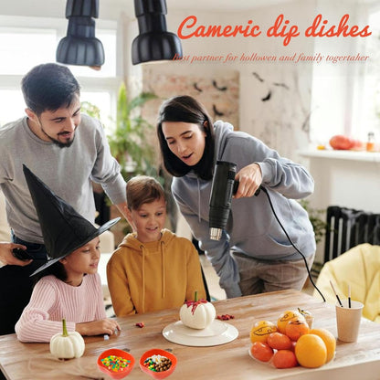 Pumpkin Ceramic Dipping Bowls - Soy Sauce Dishes Set, 4 Pack Small Dip Bowls for Side Dish, Ketchup BBQ Party