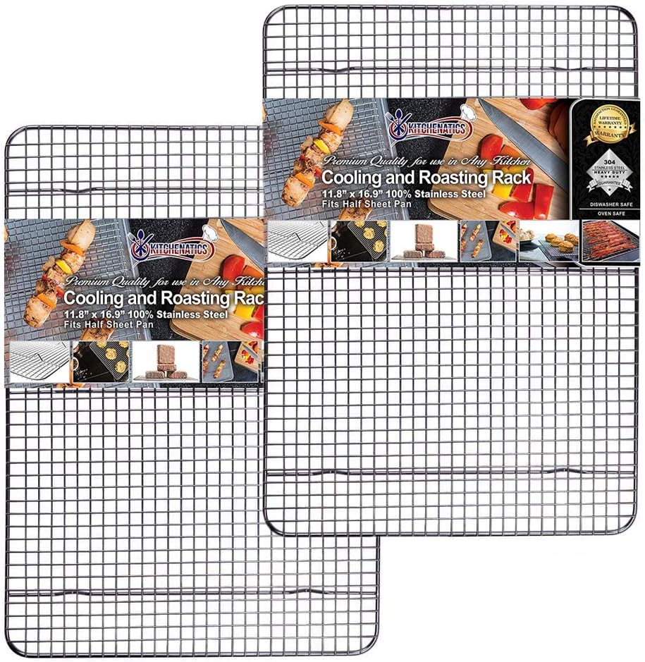 KITCHENATICS Half Sheet Cooling Rack Stainless Steel Oven Safe Set of 2