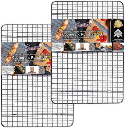KITCHENATICS Half Sheet Cooling Rack Stainless Steel Oven Safe Set of 2