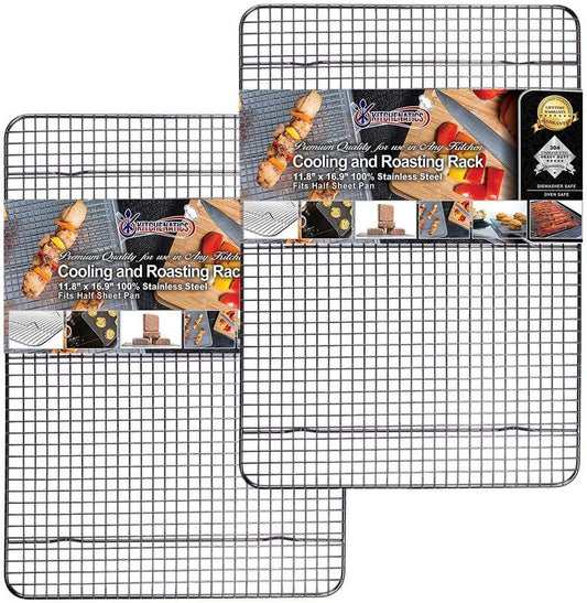 KITCHENATICS Half Sheet Cooling Rack Stainless Steel Oven Safe Set of 2