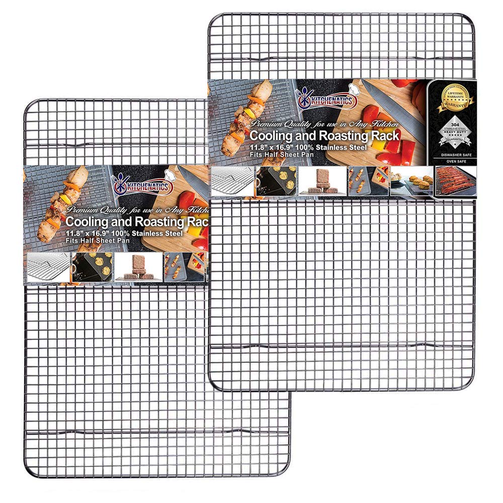 KITCHENATICS Half Sheet Cooling Rack Stainless Steel Oven Safe Set of 2