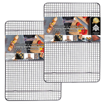 KITCHENATICS Half Sheet Cooling Rack Stainless Steel Oven Safe Set of 2