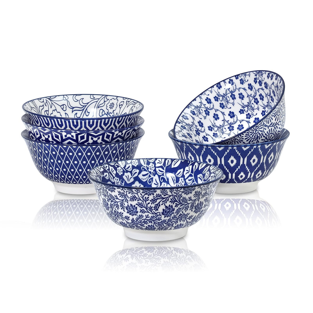Selamica Ceramic 4 oz Dipping Bowls for Side Dishes, Set of 6, Vintage Blue