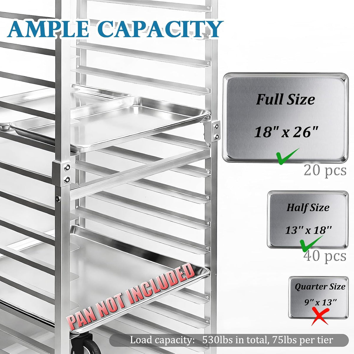 lopeztek Commercial 20-Tier Half & Full Sheet Pan Rack with Wheels