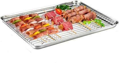 TeamFar Baking Sheet with Cooling Rack Set, 16 x 12 x 1 inch