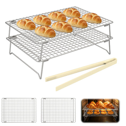 2-Tier Baking Cooling Rack with Legs, 13"x 9" w/50 Parchment Paper