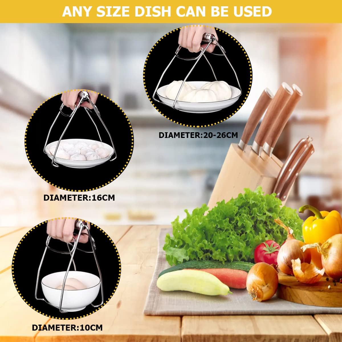 DOERDO Kitchen Folding Hot Dish Plate Clip Plate Stainless Steel Tongs Bowl Clips for Kitchen Home Restaurant Cooking