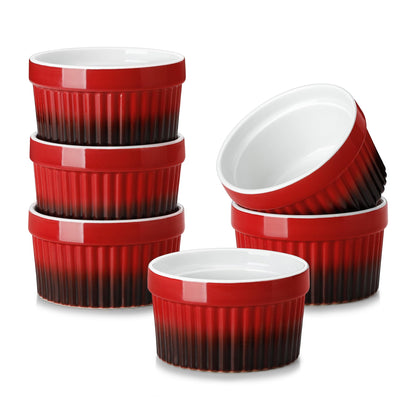 MALACASA Ramekins 4 oz Oven Safe, Porcelain, Set of 6, White