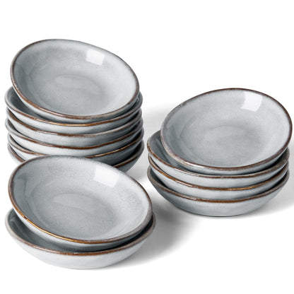 famiware Soy Sauce Dish, 2.1oz Dipping Bowl Set of 6, Cappuccino White