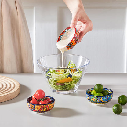 vancasso KRVI Ceramic Dipping Bowls Set of 6, 2.7 Oz Bohemian Sauce Bowls