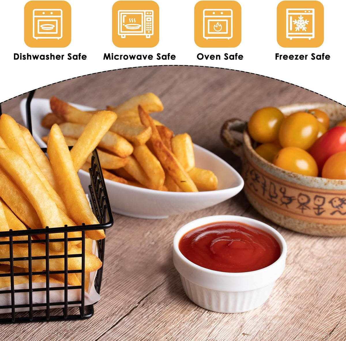 12 Pack Ceramic Dipping Bowls 3 oz White