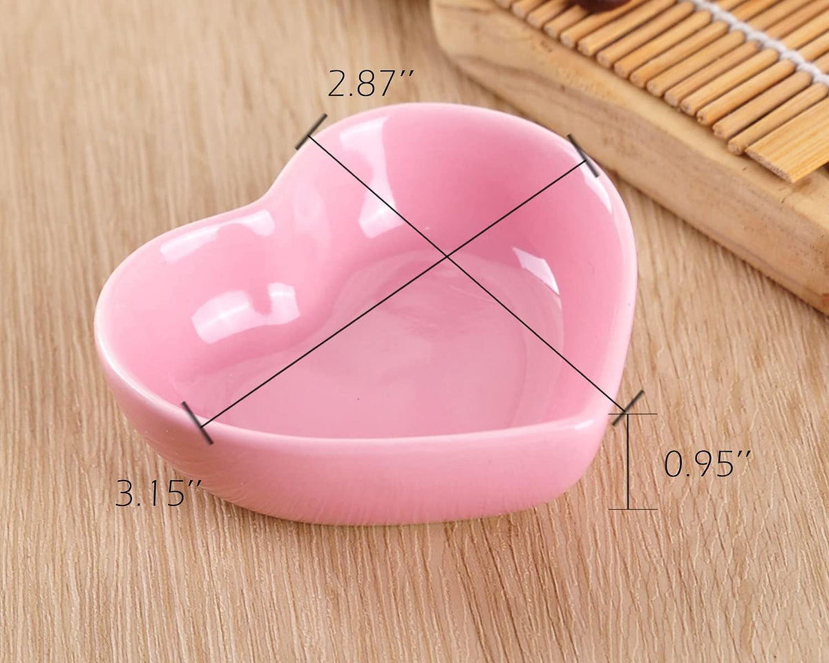 WHJY Pink Love Heart Shaped Ceramic Bowl Set of 6, Contemporary Porcelain Side Dishes, Seasoning & Soy Dipping Sauce Bowls for Wedding & Birthday Party