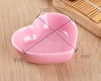 WHJY Pink Love Heart Shaped Ceramic Bowl Set of 6, Contemporary Porcelain Side Dishes, Seasoning & Soy Dipping Sauce Bowls for Wedding & Birthday Party