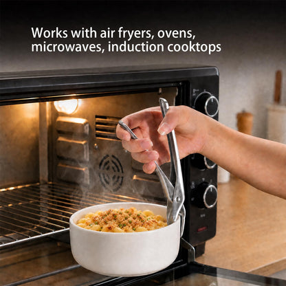 maryeadecoo Air Fryer Plate Gripper - Stainless Steel Heat Resistant Non-Slip Pan Holder for Oven Microwave Induction Cooktop - Hot Dish Lifter with Magnetic Hooks (2 Pack)