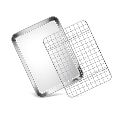 Homikit Baking Sheet with Wire Rack Set (1 Pan+1 Cooling Rack), 16" x 12"