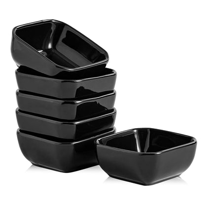 Ceramic Dipping Bowls Set of 6,3 Ounce Porcelain Small Mini Dip Bowl Square Soy Sauce Dish - Good for Tomato Sauce, Sushi Soy, BBQ,Charcuterie Board(Grey)