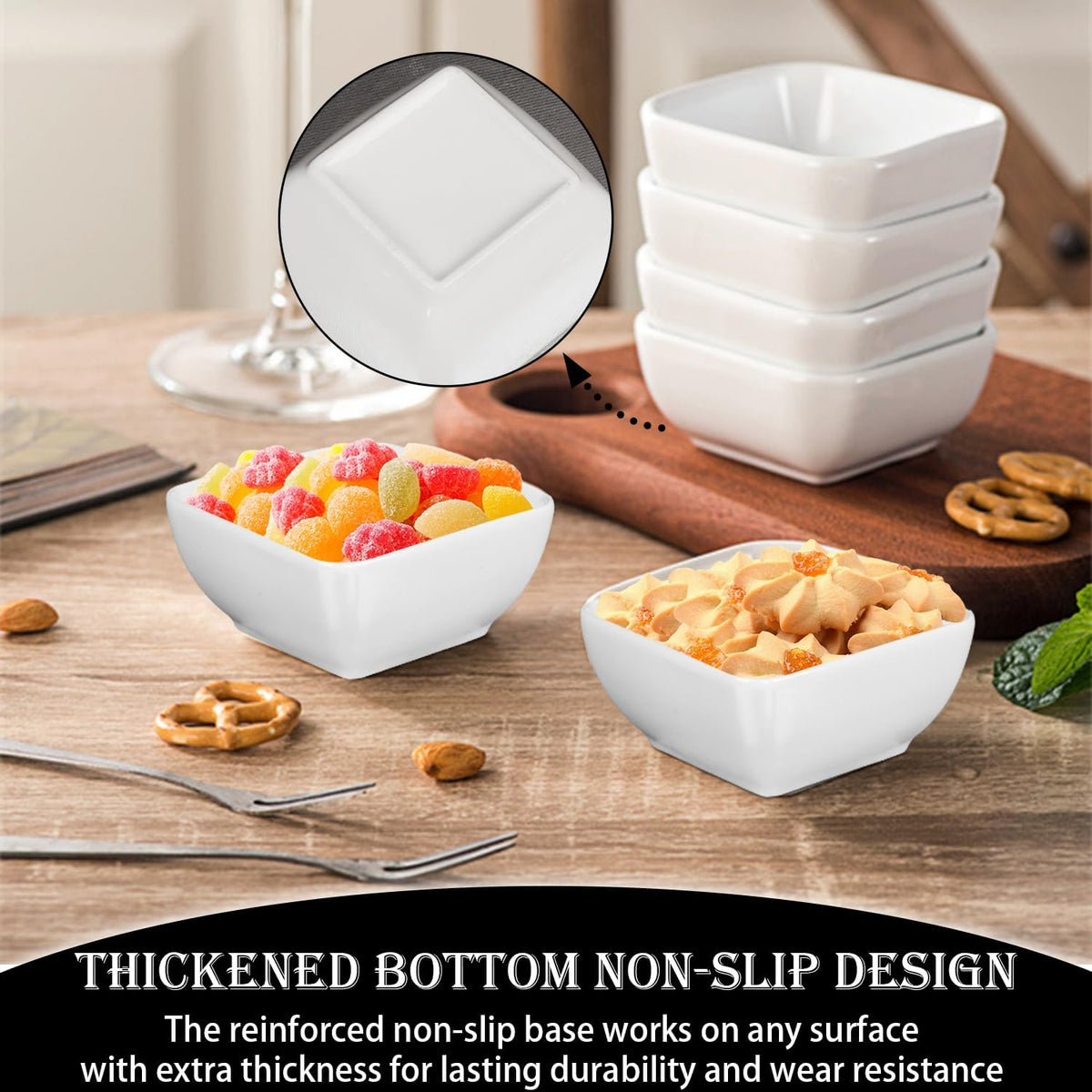 Ceramic Dip Bowls Set - 12 Pack 3 oz Mini Sauce Dishes, Condiment Serving Bowls for Soy Sauce, Vinegar, Ketchup & BBQ - Stackable Small Porcelain Appetizer Bowls for Party & Dinner