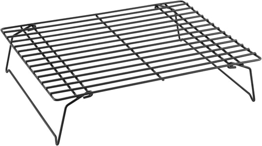 CHEFMADE Baking and Cooling Rack, 13.5-Inch Non-Stick Stackable Collapsible Rectangle Wire Rack for Oven Baking (Black)