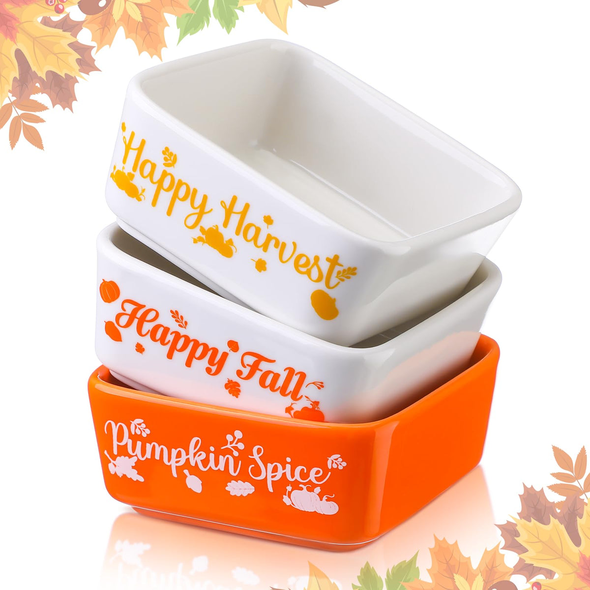 Tanlade 3 Pcs Halloween Candy Bowl Small Ceramic Candy Corn Serving Dishes