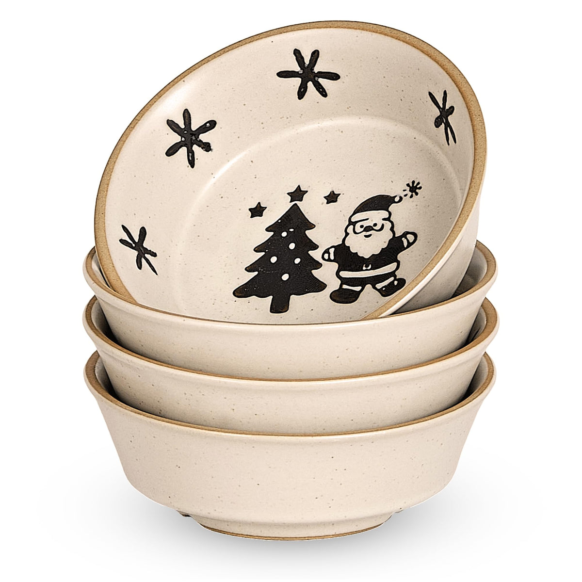 Stoneware Dipping Sauce Side Dishes Set of 4-3.7" Rustic Condiment Bowls - Handcrafted Ceramic Appetizer Plates for Sushi Soy, Charcuterie,Snack, Cheese Boards(Moon)