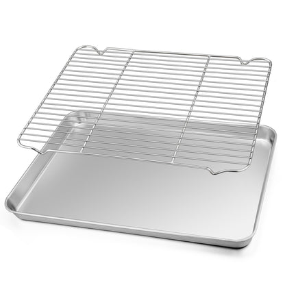TeamFar Baking Sheet with Cooling Rack Set, 16 x 12 x 1 inch