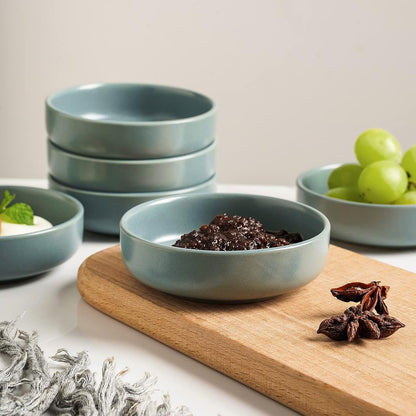 Selamica Ceramic 3.3 Inch Soy Sauce Dish Dipping Bowls Side Dishes Small Appetizer Pinch Bowls for Condiments, Sushi, Ketchup, BBQ-Set of 6 (Matte Blue)