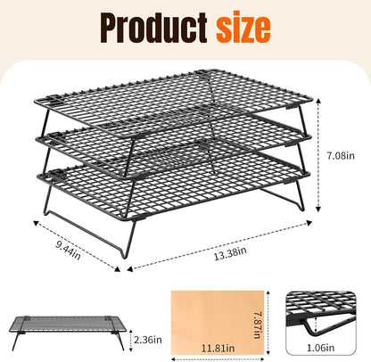 13.4 * 9.4 IN 3-Tier Collapsible Cooling Rack with 50 Pcs Baking Papers