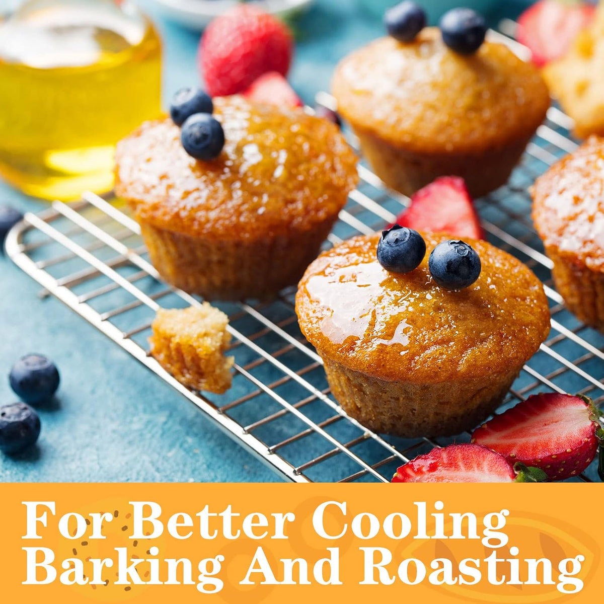 meekoo 8 Pieces Cooling Rack for Baking Cookie Cooling Wire Racks 16 x 10 Inches Cookie Rack Nonstick Baking and Cooling Grid for Cooking, Roasting, Grilling, Drying, Oven and Dishwasher Safe